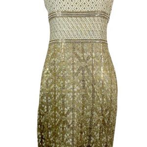 Gold & cream showstopper St. John cocktail dress.